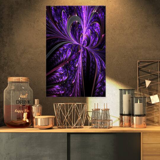 Designart - Embossed Dark Purple Floral Shapes